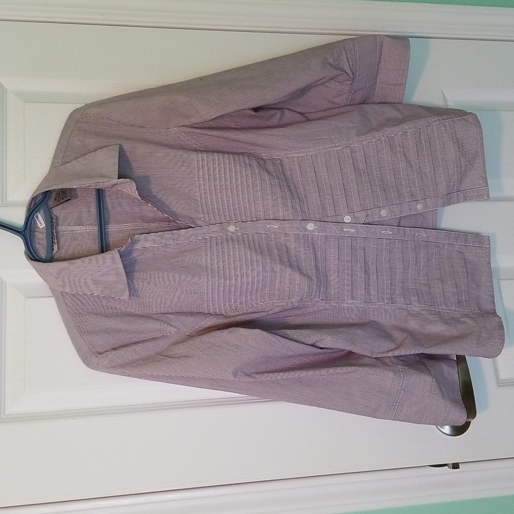 Xl white and purple pin striped shirt by Larry Levine.
